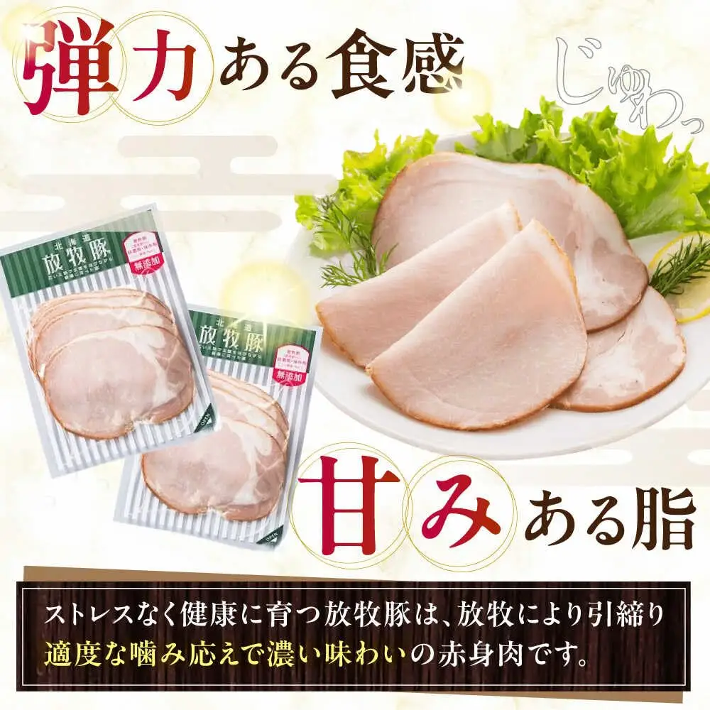 放牧豚 ロースハムスライス 計700g（70g×10） 豚肉 加工品 無添加 無塩せき 北海道 [AXBA108]