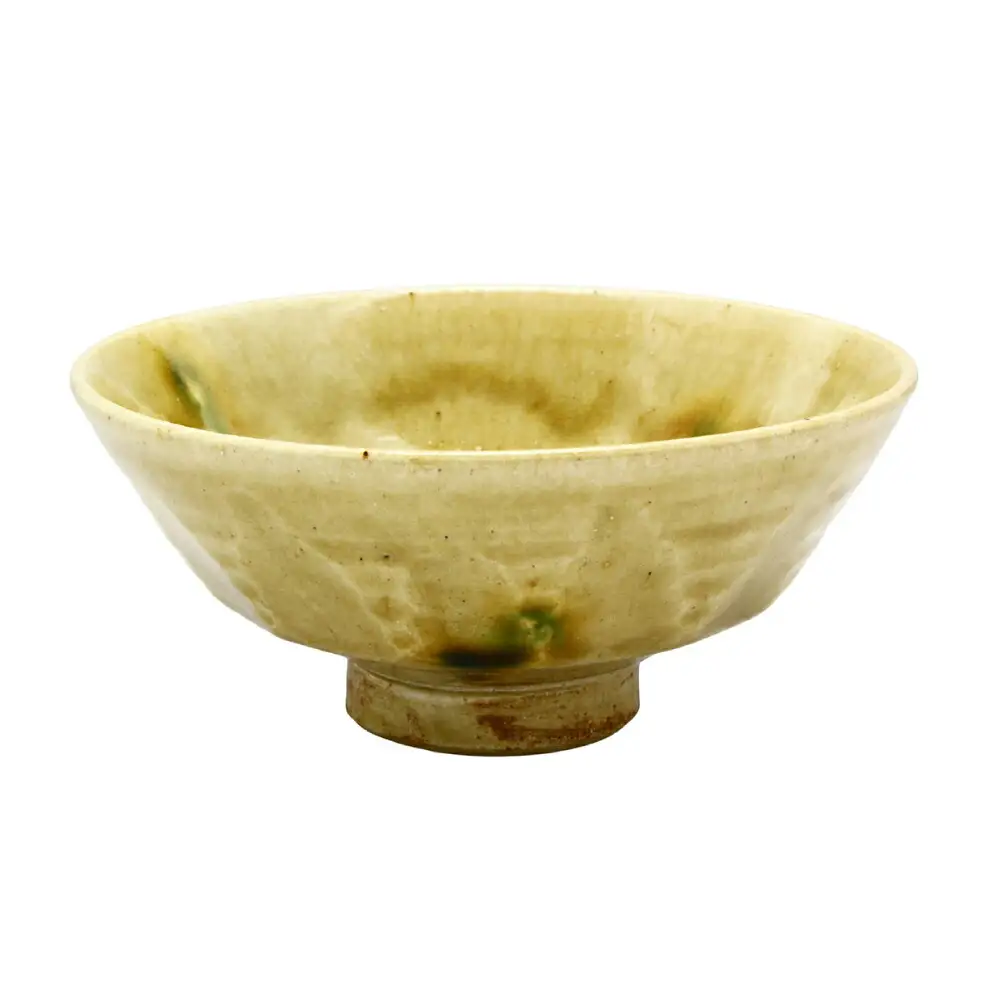 【瀬戸焼】黄瀬戸面取飯碗 【山長陶苑】 / 碗 茶碗 ご飯茶碗 食器 和食器 / 瀬戸市[BBBH041]