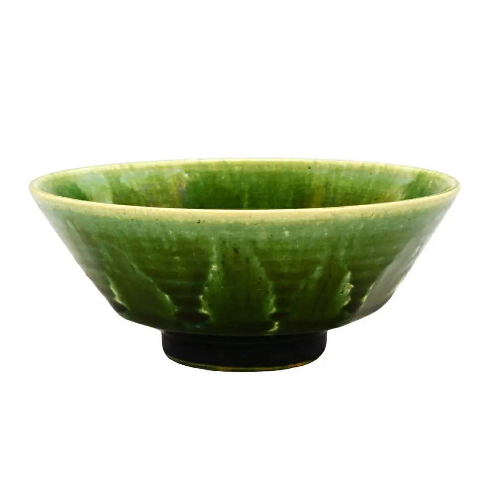 【瀬戸焼】織部面取飯碗 【山長陶苑】 / 碗 茶碗 ご飯茶碗 食器 和食器 / 瀬戸市[BBBH043]