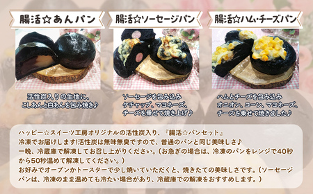 ＜冷凍便＞腸活☆パンセット～活性炭入りパン～ (計6個/あんパン2個・ソーセージパン2個・ハム＆チーズパン2個) ふるさと納税 福知山市 パン 米粉 活性炭 あんぱん ソーセージ ハム チーズ 高千穂バター 健康 腸活 ハッピースイーツ happy sweets 【fc-BA004】【ハッピー☆スイーツ工房】