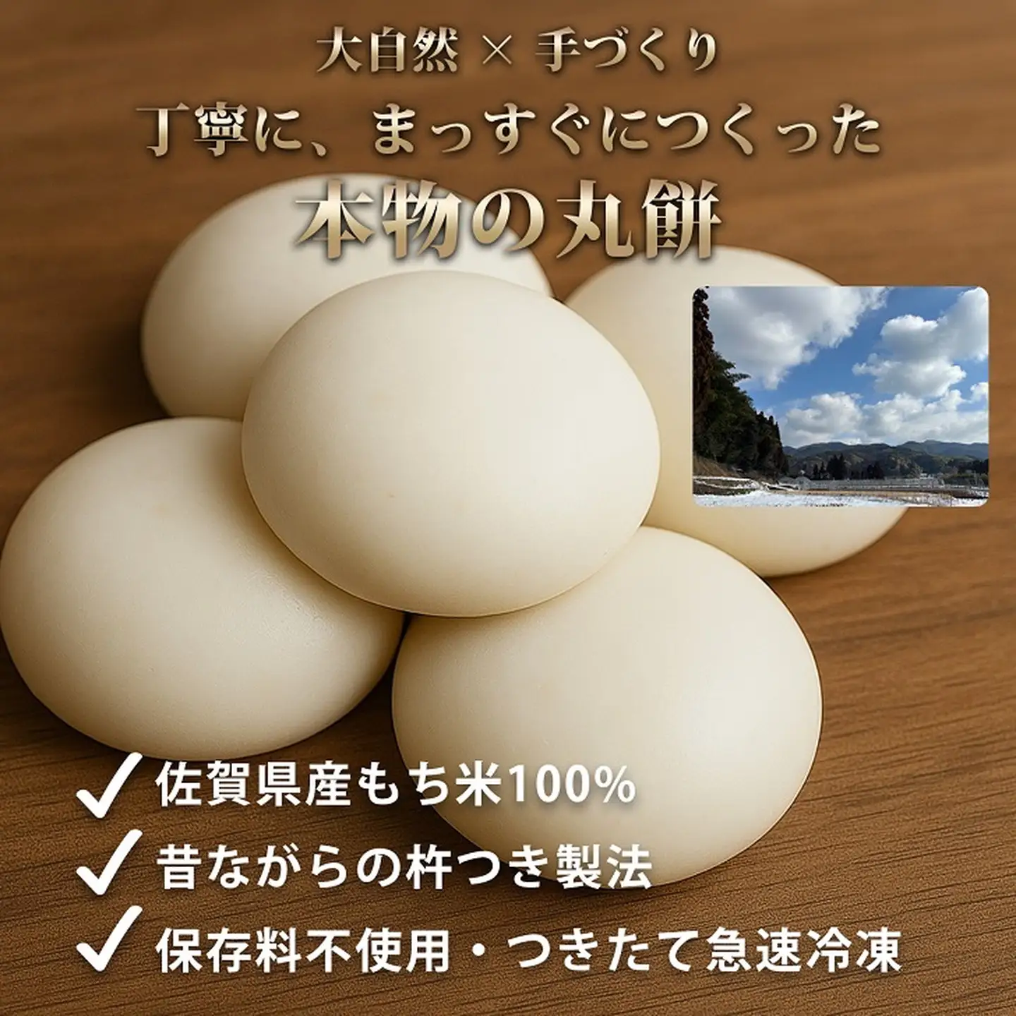 【手作りつきたて急速冷凍】佐賀県産もち米100% 自慢の杵つき丸白餅 40g×20個入×2P（冷凍）：B115-029