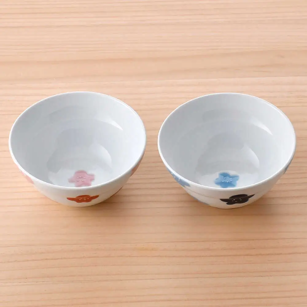 【波佐見焼】ミニ丼 3つ盛り皿 ペアセット 梅柄 青・赤 計4点【大新窯】[DC172]