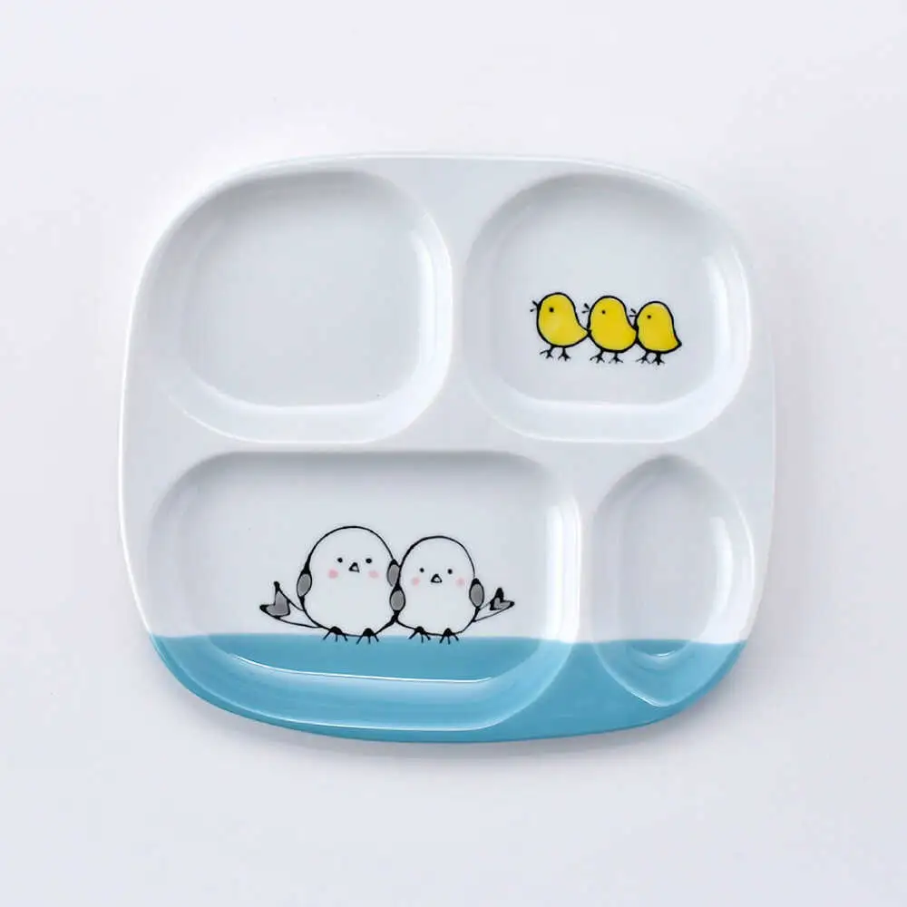 【波佐見焼】子ども食器セット シマエナガ プレート・ミニマグカップ・茶椀 ブルー【大新窯】[DC190]