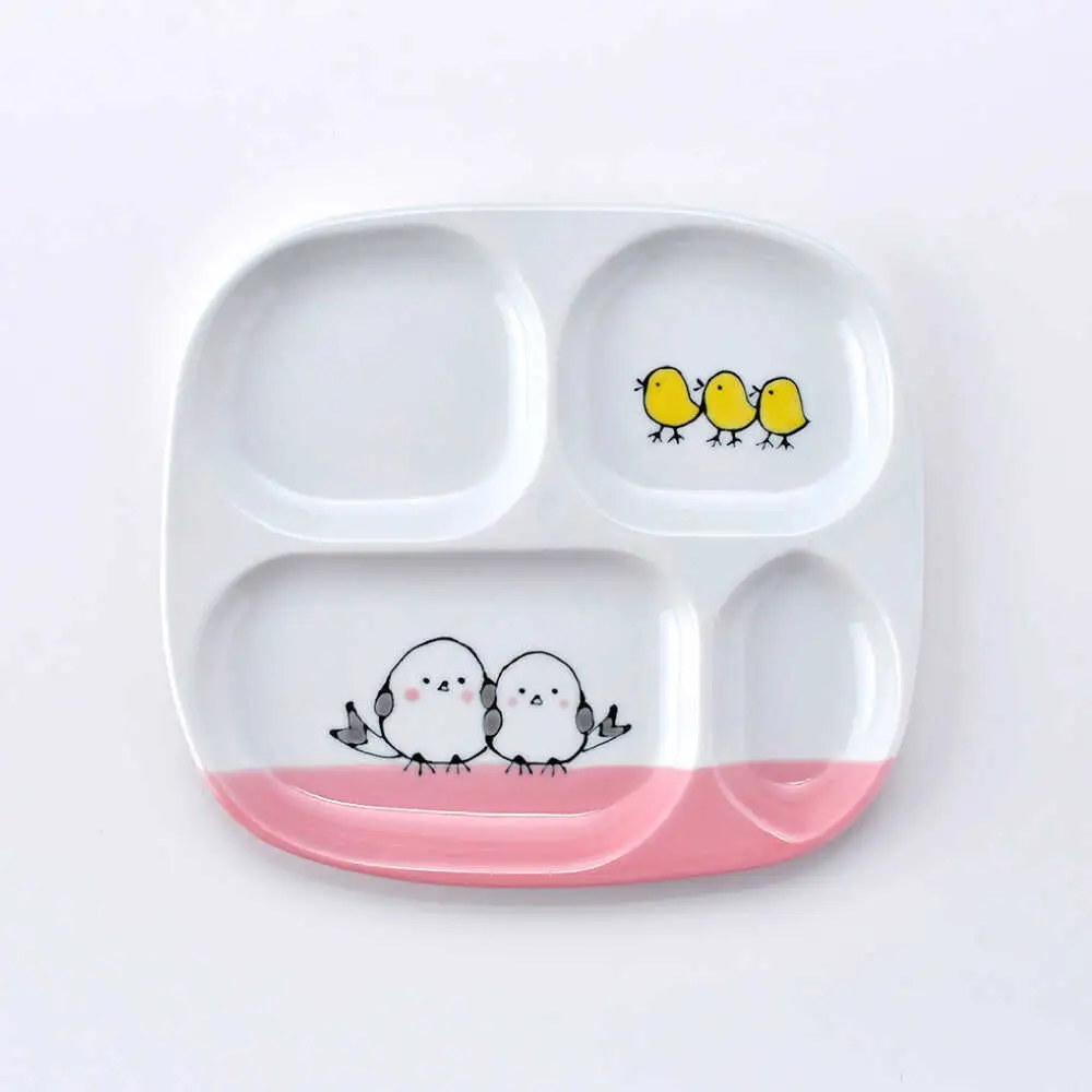 【波佐見焼】子ども食器セット「シマエナガ」プレート・ミニマグカップ・茶椀 ピンク【大新窯】[DC191]