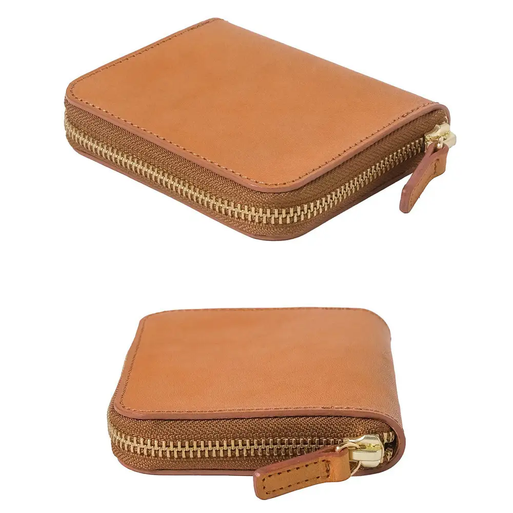 FUKUNARY ミニマム財布 淡茶 ベージュ 栃木レザー アースレザー earth leather 本革 牛革 レザー 素材 ラウンドファスナー ファスナー ブランド メンズ レディース おしゃれ 大容量 小銭入れ 日本製 広島市 フクナリー L008