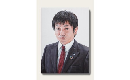 油絵で高級感のある肖像画を細密に描きます（53×45cm・背景無地）