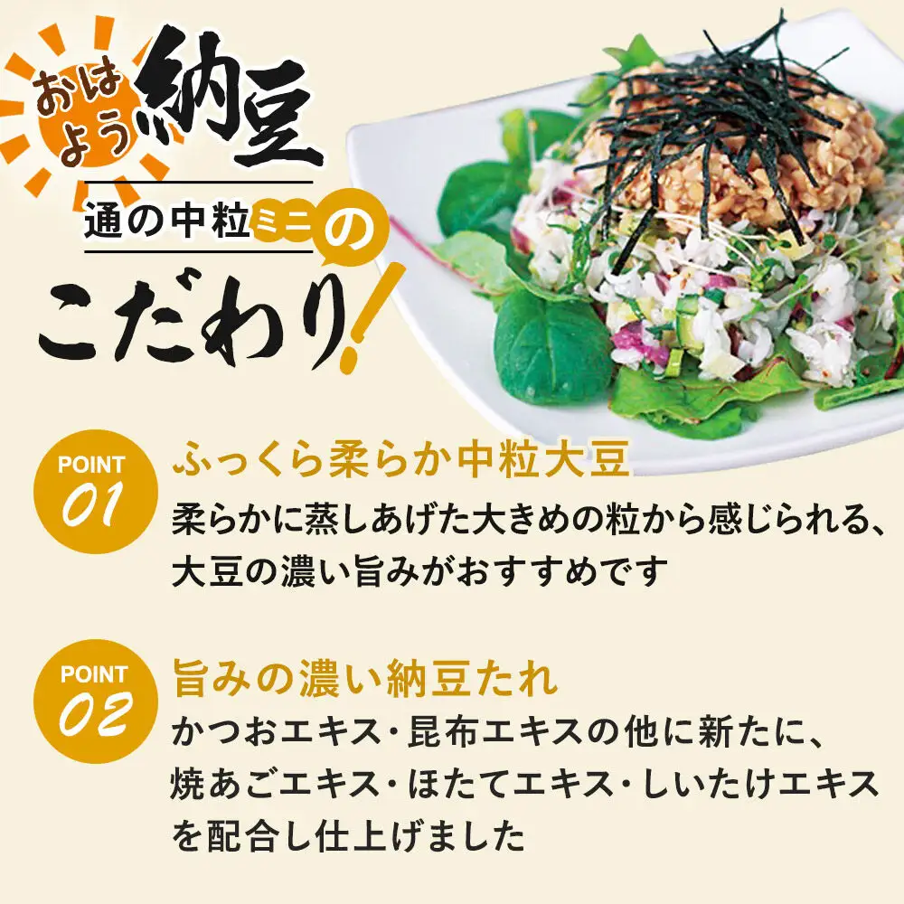 ヤマダフーズ おはよう納豆通の納豆中粒 ミニ 3パック×12個（計36個）