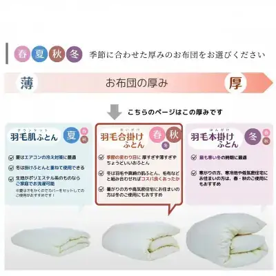【合掛け】羽毛布団 シングル ハンガリーホワイトダウン90％ 掛布団 アクア