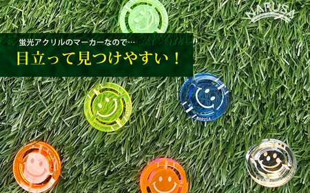 NARUSA ニコちゃんゴルフマーカー ≪ミラー≫ 蛍光アクリル ゴルフボールマーカー 見つけやすい 見失わないマーカー ゴルフ ゴルフ用品 ゴルフコンペ ゴルフマーカー gmk-004mr 愛知県 豊橋市