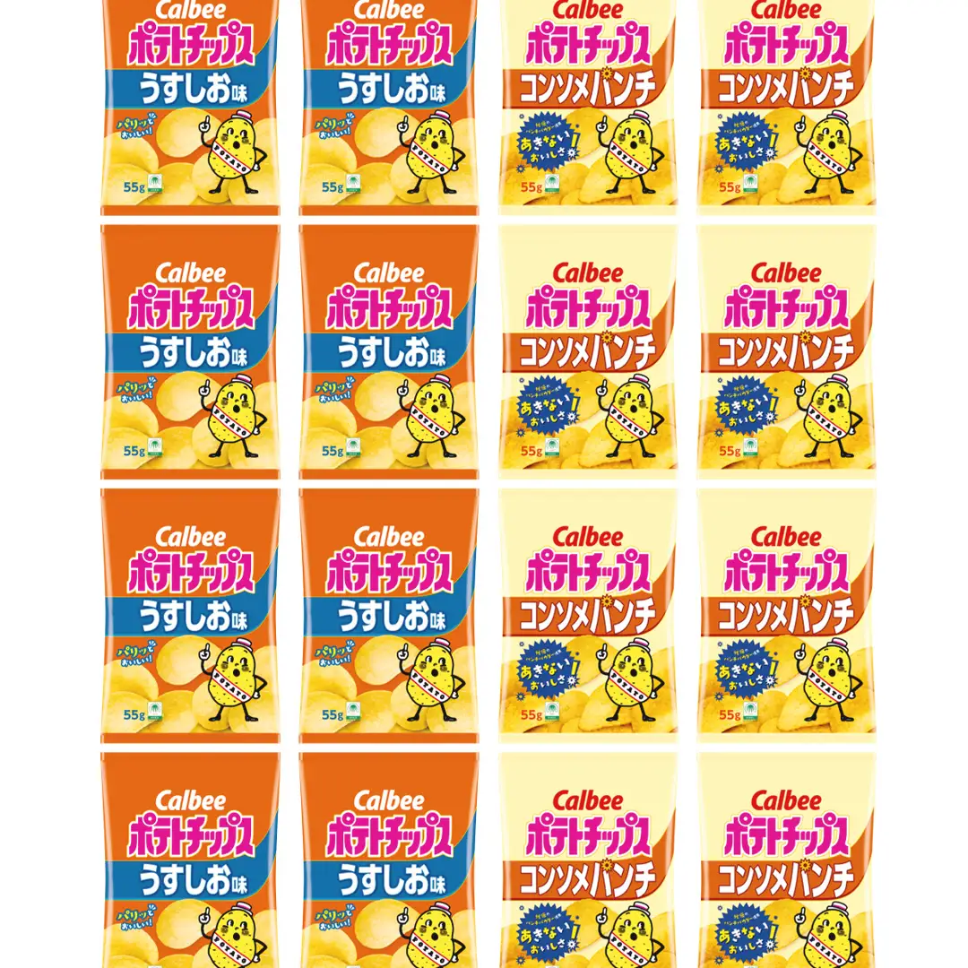 【最短3営業日！スピード発送】 カルビー ポテトチップス レギュラー サイズ 2種類 詰め合わせ 16袋（ うすしお ／ コンソメ ） ポテチ お菓子 おかし 大量 スナック おつまみ ジャガイモ じゃがいも まとめ買い