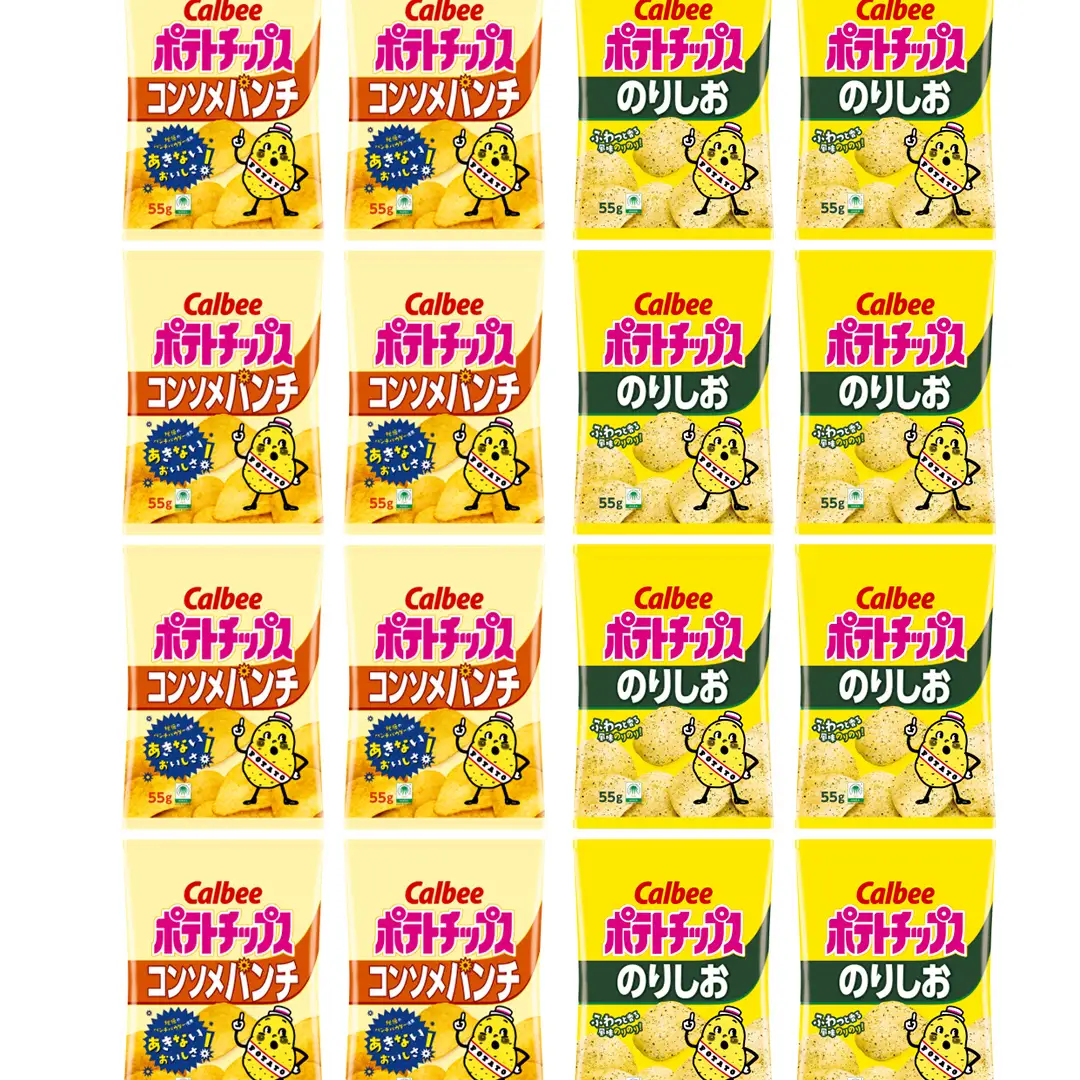 【最短3営業日！スピード発送】 カルビー ポテトチップス レギュラー サイズ　2種類 詰め合わせ 16袋（ コンソメ ／ のりしお ） ポテチ お菓子 おかし 大量 スナック おつまみ ジャガイモ じゃがいも まとめ買い