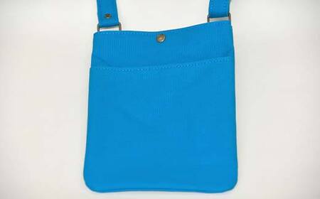 帆布 スマホショルダーバック 前ポケット付 ブルー （8号帆布） かしわや鞄店 F3S-2471