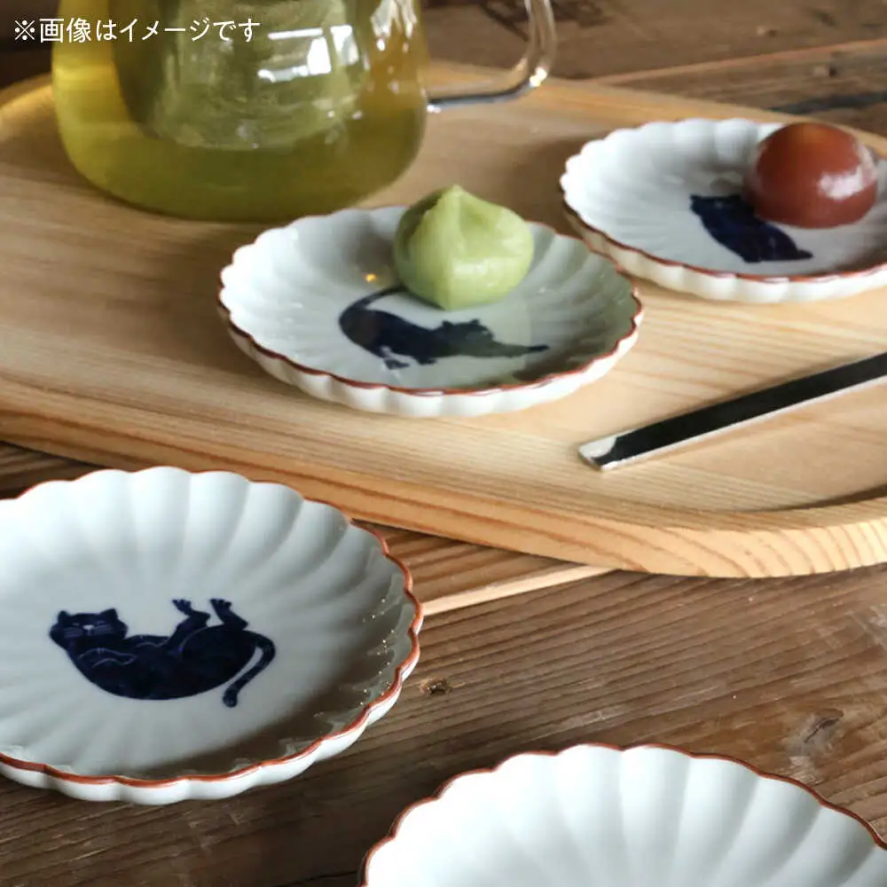 【波佐見焼】呉須猫 小皿 〈三日月〉 3点セット 食器【西海陶器】[OA479]