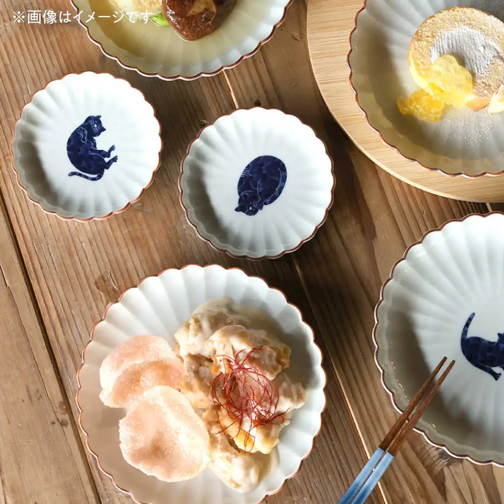 【波佐見焼】呉須猫 取皿 〈我慢〉　2点セット 食器【西海陶器】[OA483]