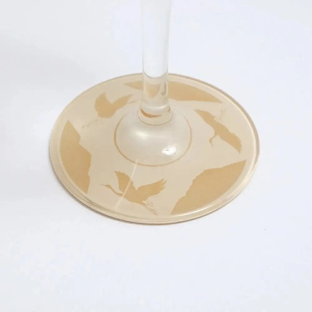 みよし漆器本舗 紀州塗り ぬりもん de Verre ワイングラス 蒔絵 万葉鶴 ペアセット 黒 白 300ml