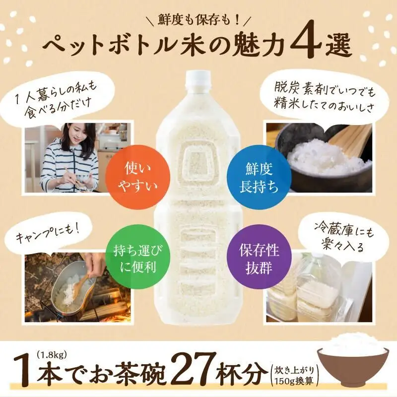 【6ヶ月定期便】無洗米 令和7年産 あきたこまち ﾍﾟｯﾄﾎﾞﾄﾙ入 1.8kg