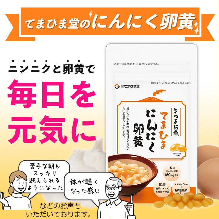 No.1298-A ＜定期便・全3回(隔月)＞活力セット(てまひま にんにく卵黄・ビタミンB群/各2袋×3回 計12袋) 鹿児島 日置市 ニンニク 健康食品 加工食品 栄養 元気 有精卵 カプセル 手軽に 安全安心【てまひま堂】