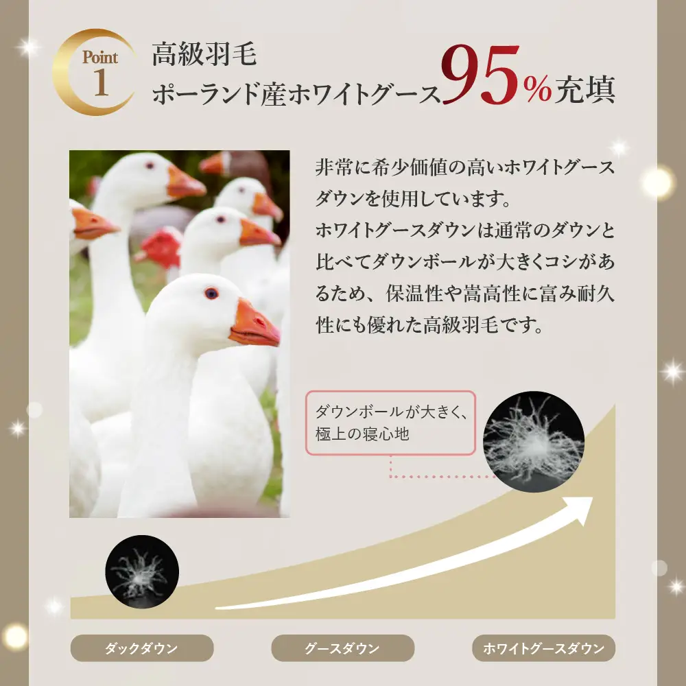 羽毛移動防止特殊構造 羽毛増量 高級掛け布団 シングル ピンク