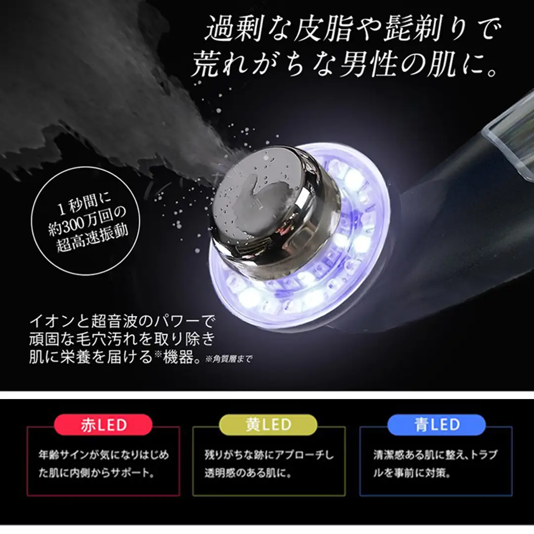 【ギフト対応可】超音波 美顔器 【 NEW 美ルル クラッシィ 】フォーメン ブラック＆プラセンタマスク プレミアムケアセット