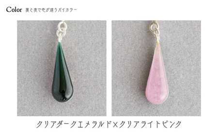 ネックレス しずく クリアダークエメラルド×クリアライトピンク 七宝 | ネックレス アクセサリー Kenichi Kondo