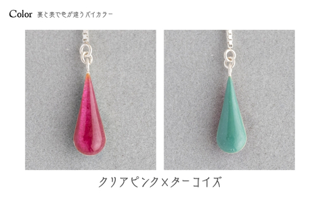 イヤリング しずく クリアピンク×ターコイズ 七宝 | イヤリング アクセサリー Kenichi Kondo