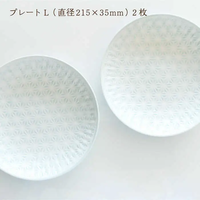 【波佐見焼】麻の葉ブルー プレート Lサイズ 2枚【聖栄陶器】[TG02]