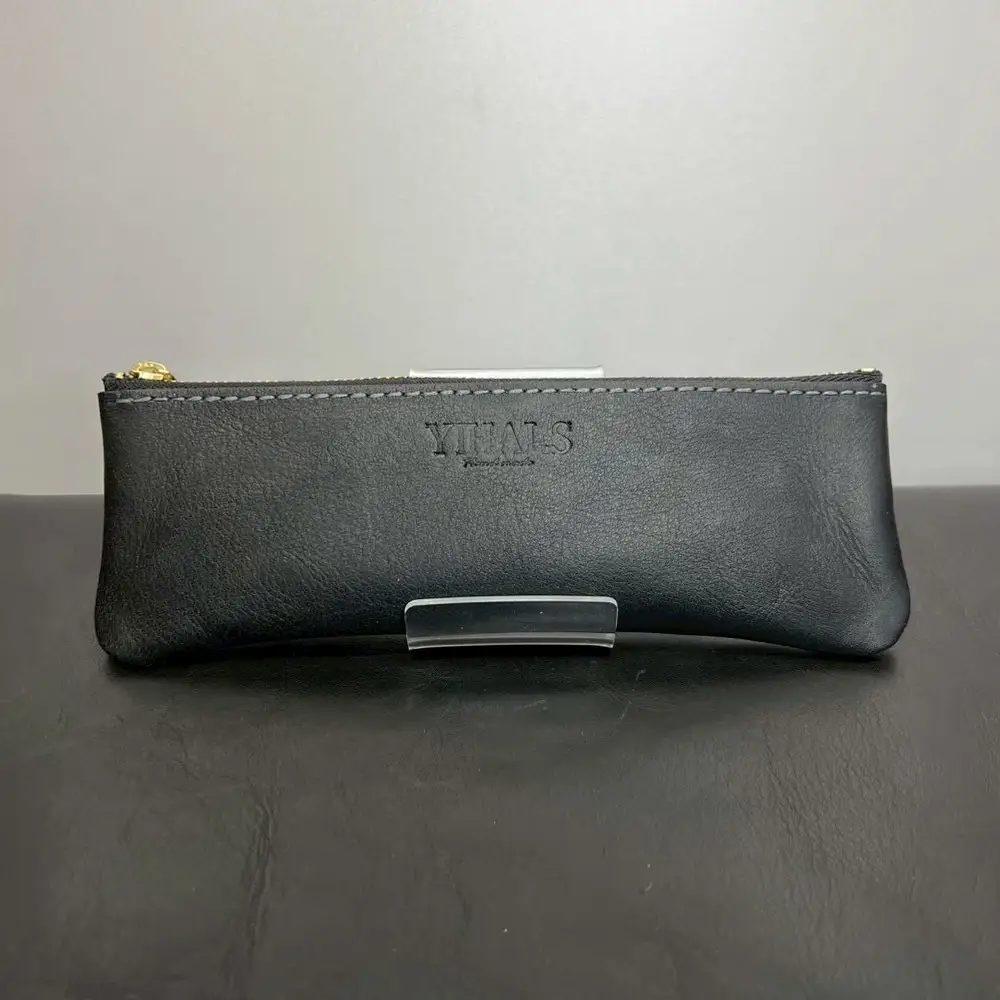 YIHALS ハンドメイド 牛革 ペンケース ブラック《靴屋が手掛ける革製品》 [1159]