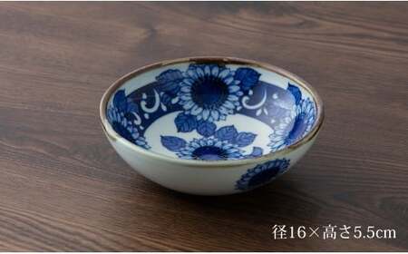 有田焼 手描き 渕錆厚渕ボール (ひまわり・蛸唐草) ～華一園シリーズ～【西山錦華堂】食器 器 うつわ 鉢 小鉢 ボウル ひまわり 蛸唐草 手描き レトロ オーブンOK 45000円 fp011
