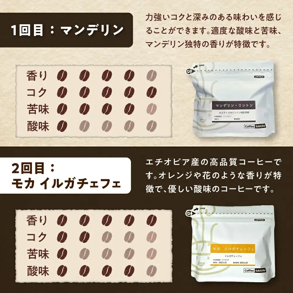 【全6回定期便】世界のコーヒー豆 満足便(豆) / 珈琲 コーヒー / Coffee SAKURA[BBAB152]