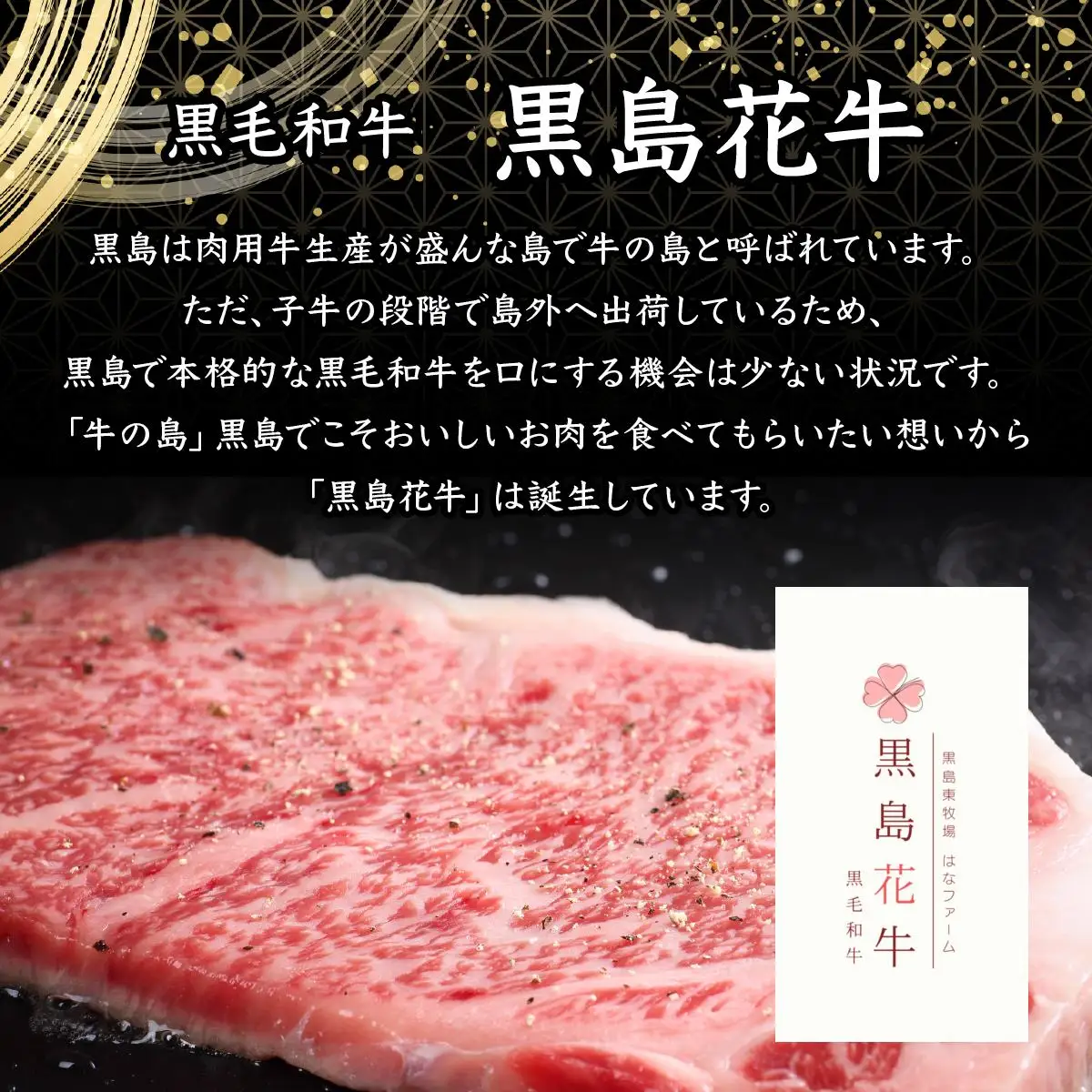 黒島花牛おまかせBセット（焼肉用/ステーキ/スライス)＋沖縄黒島の塩