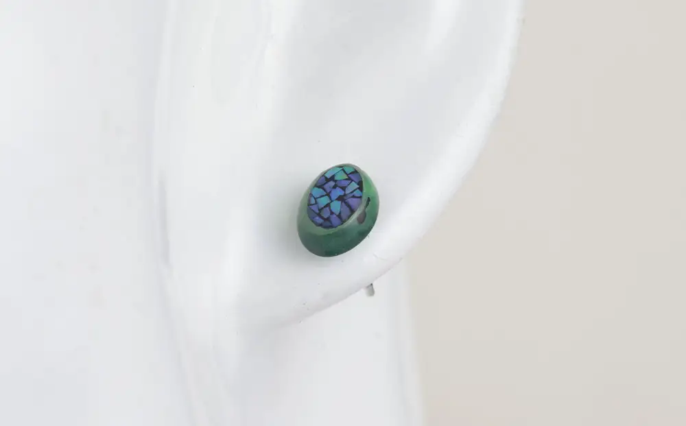 【嵯峩螺鈿野村】グリーンアンバー フラグメントピアス｜京都 老舗 伝統工芸 漆器 ジュエリー