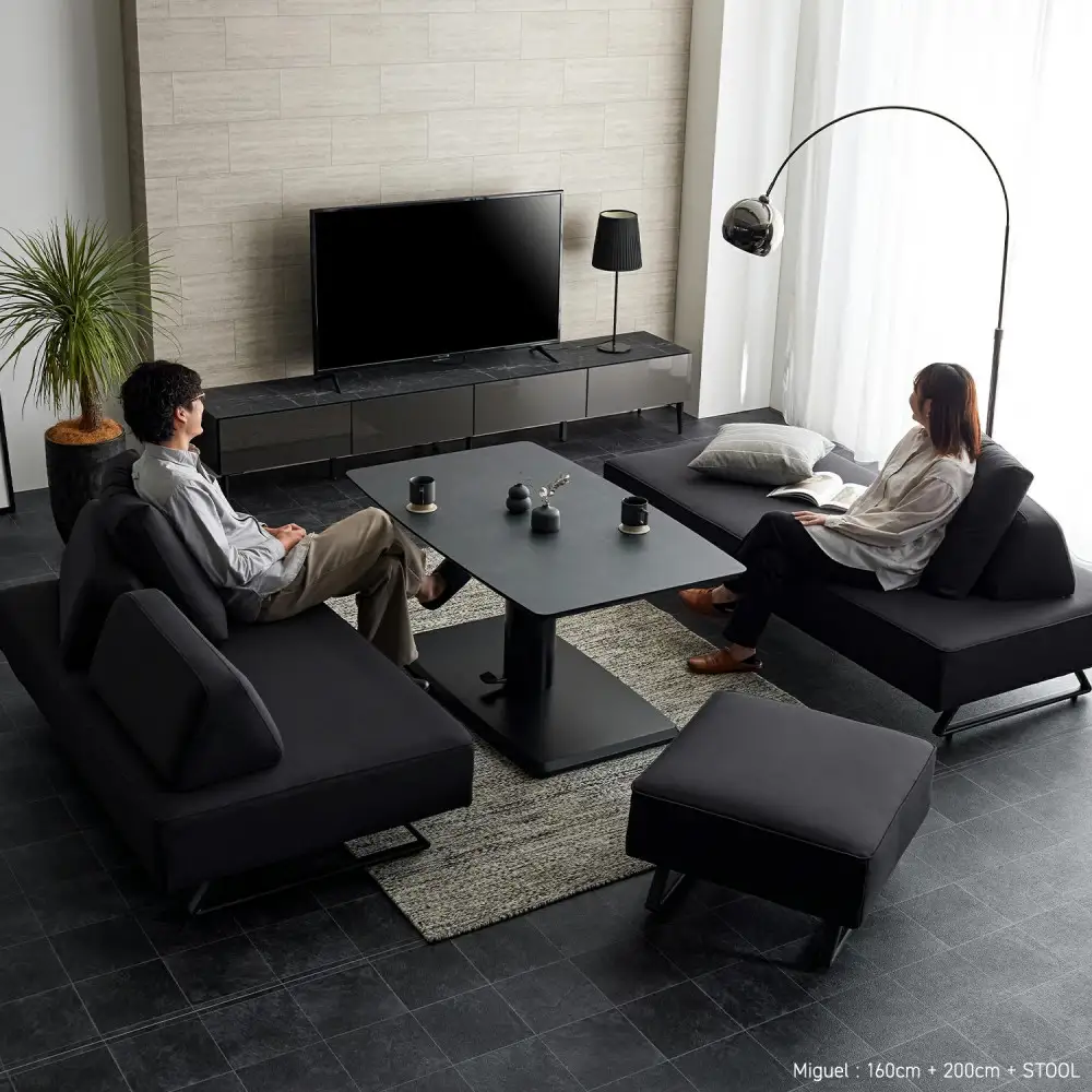 ミゲル ソファ 200cm 3人掛け チャコールブラック【モーブル】【大川家具】