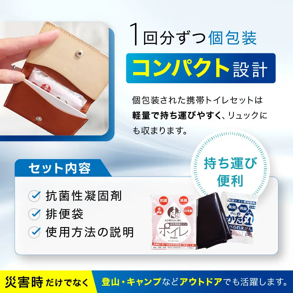 【ゆきだるまる】非常用簡易トイレ ポイレ 個包装20個 ｜京都 防災グッズ 携帯トイレ