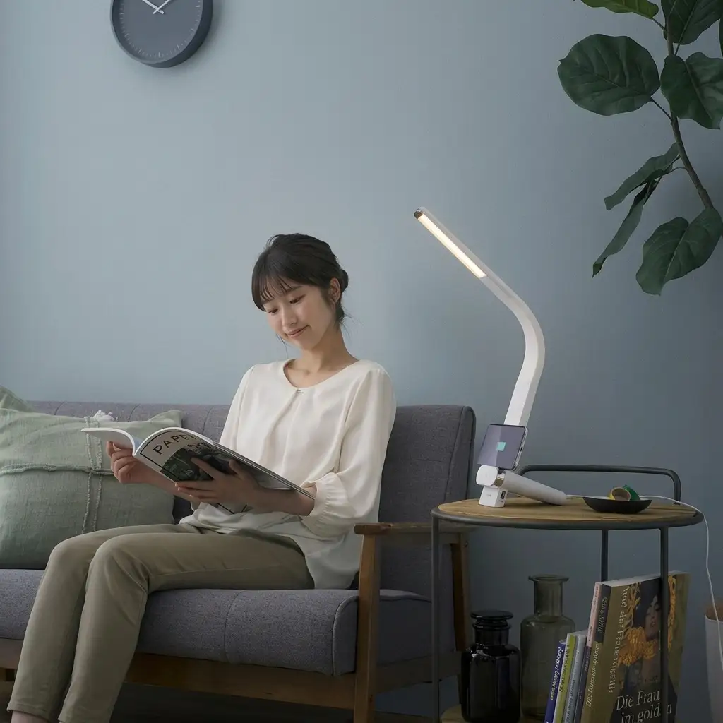 LEDデスクライトQi充電シリーズ 縦置きタイプ 調光・調色 デスクライト