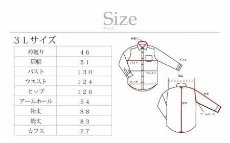 【国内縫製】オーダーシャツ工場で作る綿100％メンズ用ドレスシャツ「3Lサイズ」衿型レギュラー 1080007