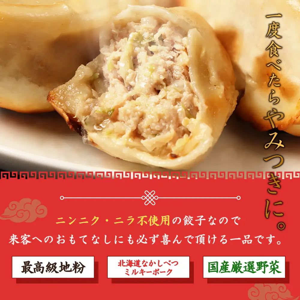 【定期便：6回】【なかしべつミルキーポーク100％使用】 樹苞 お城餃子36個（約9人前）【5301601】