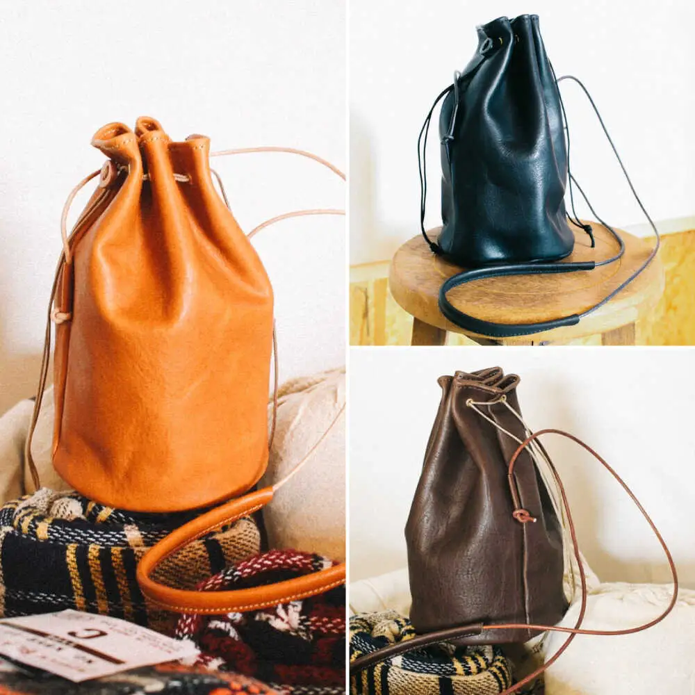 DURAM ショルダー巾着バッグ 24003 糸島市 / Duram Factory / クラフト バッグ 革製品[AJE072]