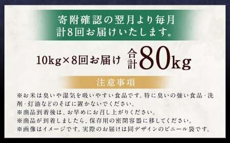 【8ヶ月定期便】らんこし米（ななつぼし）10kg×8回 計80kg お米 米 ななつぼし 精米