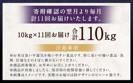 【11ヶ月定期便】らんこし米（ななつぼし）10kg×11回 計110kg お米 米 ななつぼし 精米