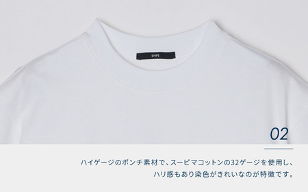【SHIPS】ハイゲージクルーネックライトポンチTシャツ ホワイト XLサイズ  F7Z-1632