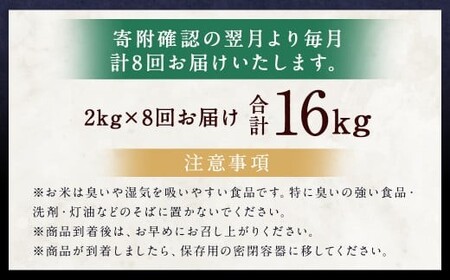 【8ヶ月定期便】らんこし米（ななつぼし）2kg お米 米 精米 ななつぼし 