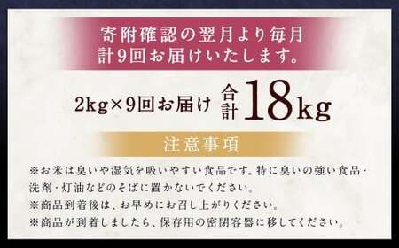 【9ヶ月定期便】らんこし米（ななつぼし）2kg お米 米 精米 ななつぼし 