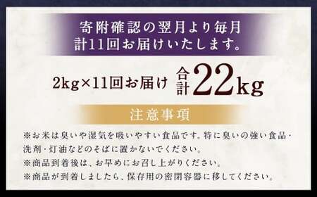 【11ヶ月定期便】らんこし米（ななつぼし）2kg お米 米 精米 ななつぼし 