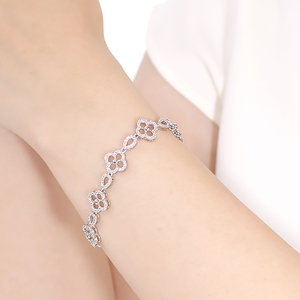 ブレスレット プラチナ Pt900 ダイヤモンド 1.8ct クローバー ドロップ  モチーフ テニスブレスレット ゴージャス ダイヤモンドブレス ダイヤブレスレット 腕輪 四つ葉 豪華 レディース 透け感 【f291-pt】 ALPAZ172