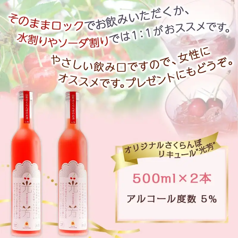 オリジナル さくらんぼ リキュール 光芳 500ml×2本 酒