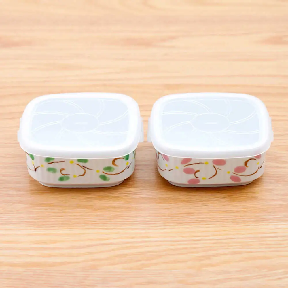 【波佐見焼】角パック 唐草 ペア 2色セット グリーン・ピンク【団陶器】[PB216]
