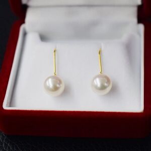 S085-477_あこや真珠 天草 ピアス フック 7.5mm - 8mm ホワイトピンク 真珠