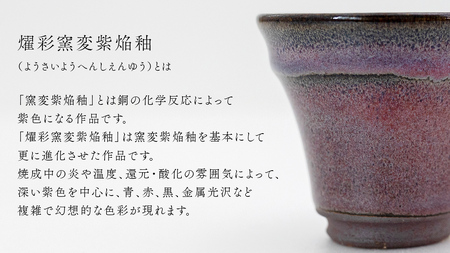 【 燿彩窯変紫焔釉 】 ぐい呑み （ 小野寺裕司 作 ） 径約6.5cm×高さ約5.7cm