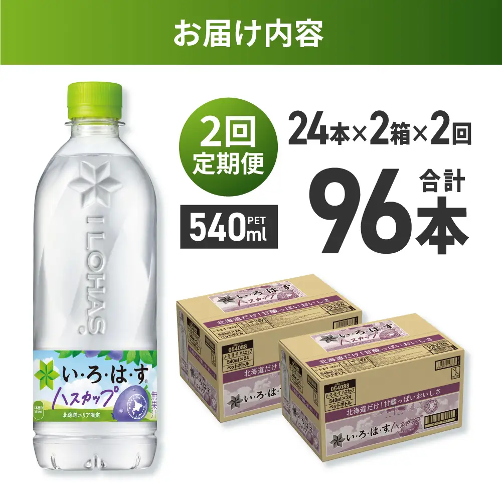 【２ヶ月定期便】い・ろ・は・す ハスカップ　540mlPET×48本｜コカ・コーラ 飲料 ドリンク 飲み物 水 北海道 札幌市