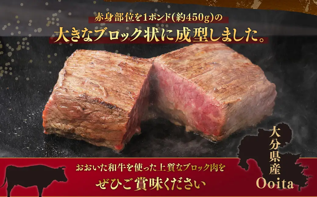 おおいた和牛 1ポンド ブロック 計約450g ステーキソース付き